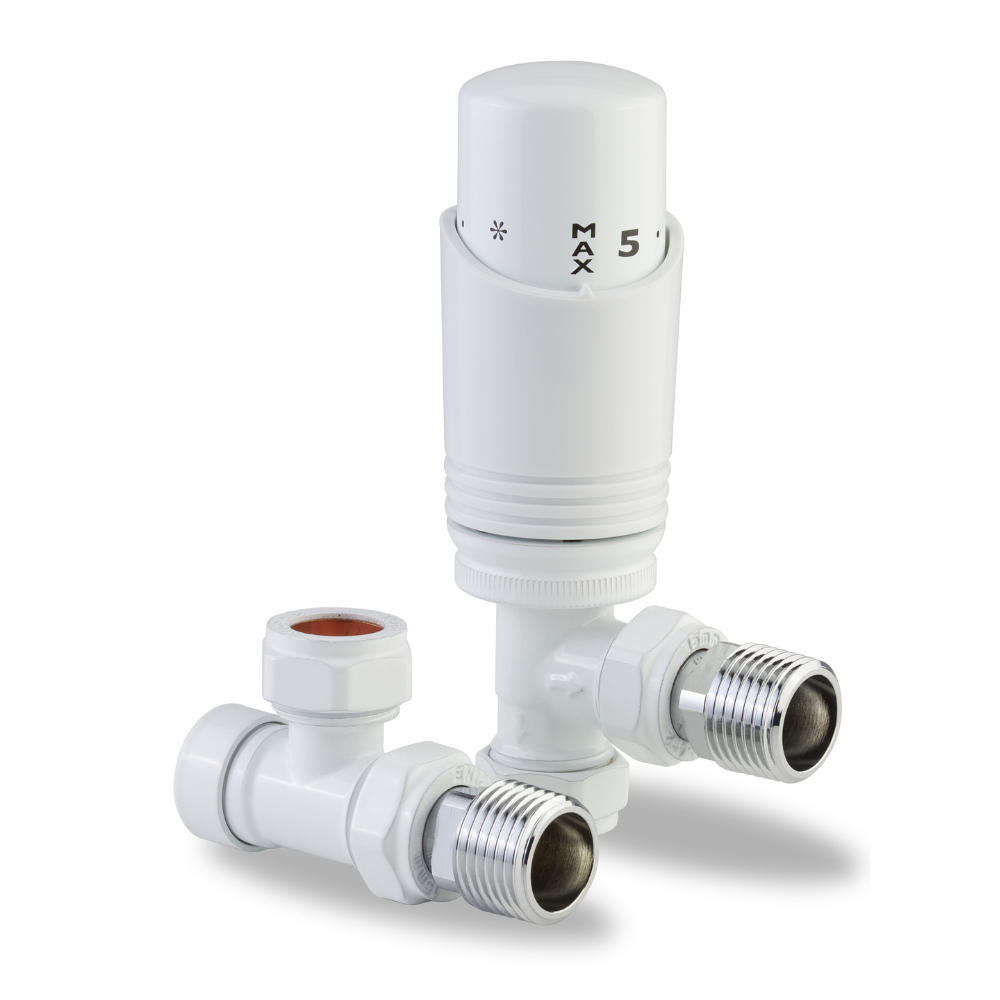 LavaTherm TRV White Thermostatic Radiator Valve - Angled LavaTherm