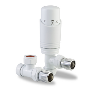 LavaTherm TRV White Thermostatic Radiator Valve - Angled