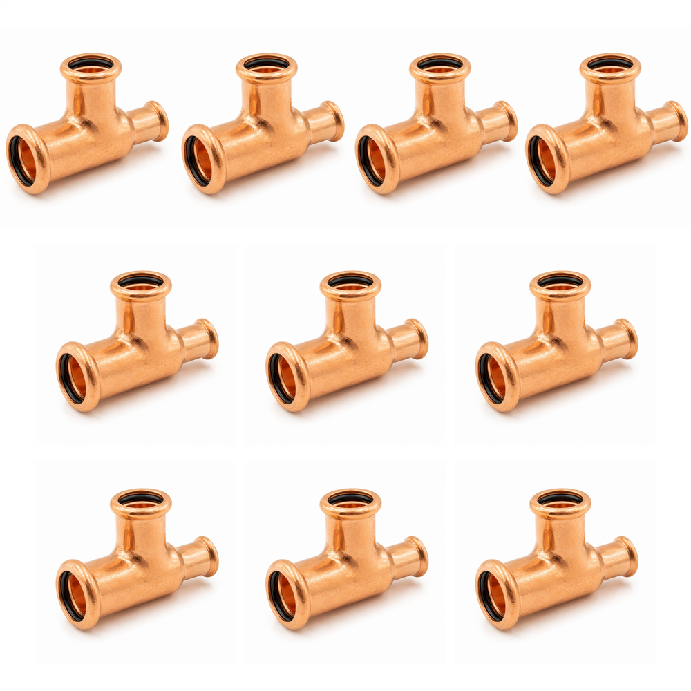 LavaPlumb Copper Pressfit Reducing Tee - 22 x 22 x 15mm (L/C/R) - 10 P LavaPlumb