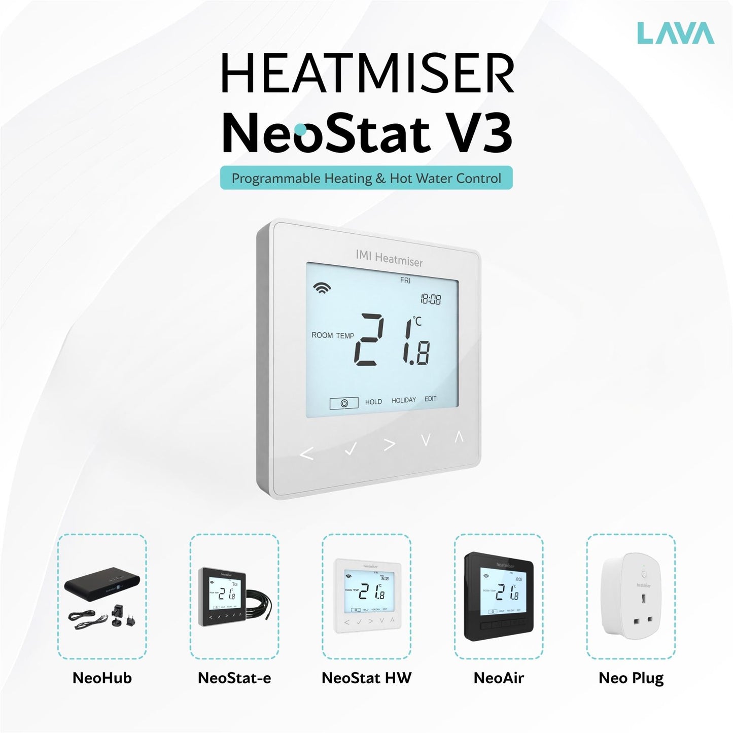 Heatmiser NeoStat V3 Programmable Wired Thermostat (Glacier White) Heatmiser