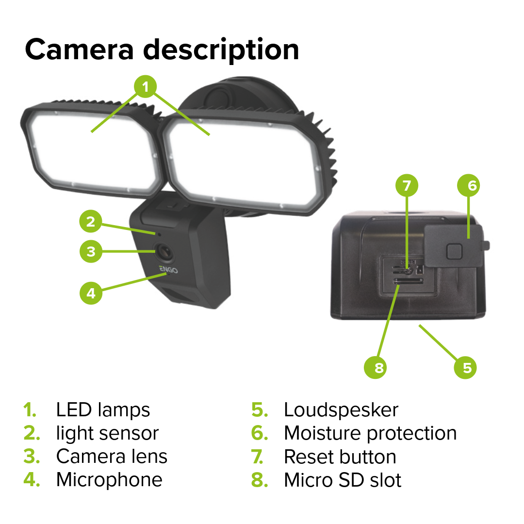 ENGO ECAM L2 WiFi Smart Floodlight Camera 4MP Outdoor ENGO Controls - Close Up Detail