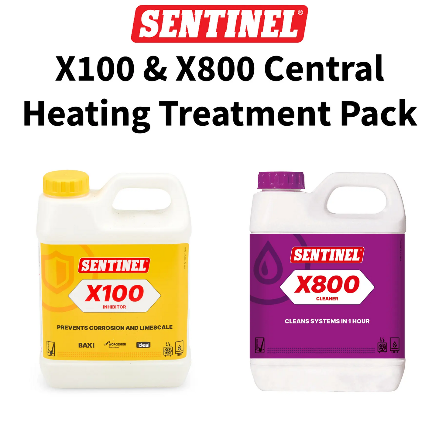 Sentinel X100 Inhibitor and X800 Cleaner Central Heating Treatment Kit LavaStore