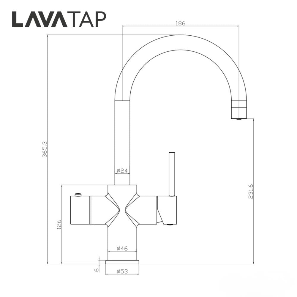 LavaTap Black 3-in-1 Swan Neck Boiling Water Tap (Tap Only) LavaTap - Feature Detail