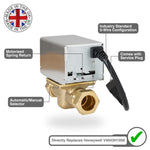 Banico ZVC22 22mm 2 Port Motorised Valve with Service Plug Banico - Side Profile
