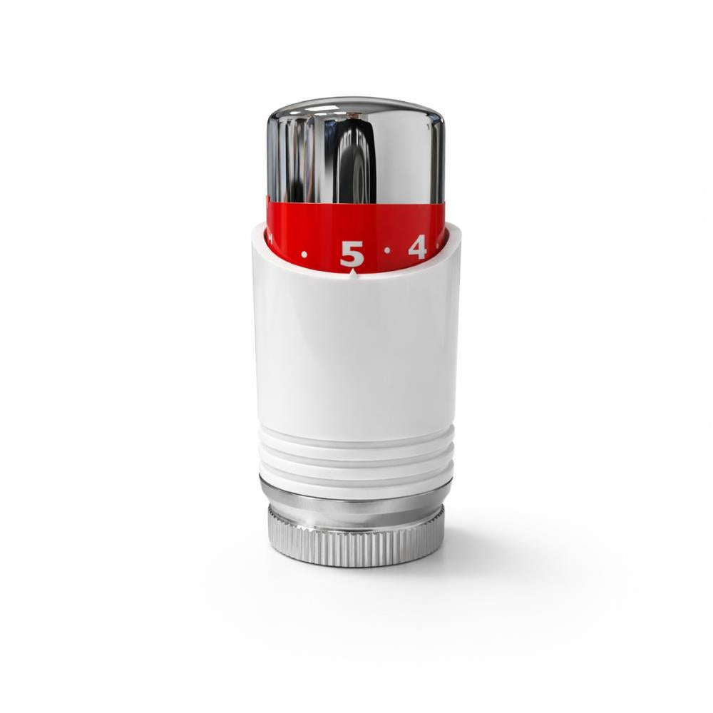 LavaTherm White & Chrome Thermostatic Radiator Valve TRV Head M30 x 1.5 LavaTherm