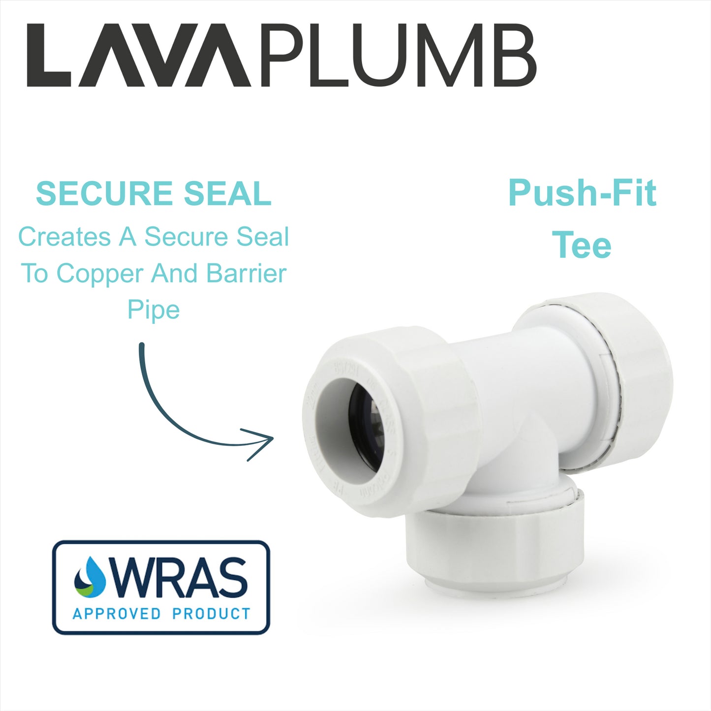 LavaPlumb 22mm Pushfit Tee White 5 Pack