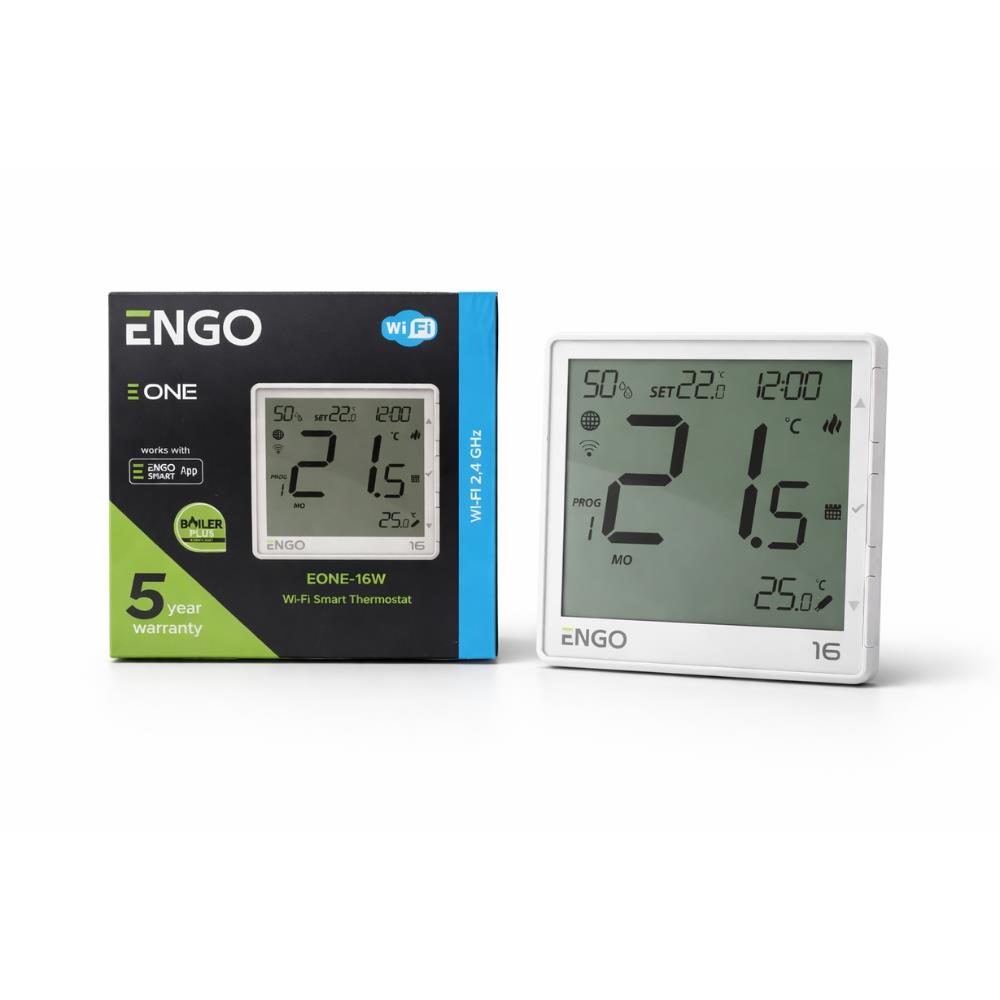 ENGO EONE-16W Wi-Fi Smart Thermostat 16A Relay - White ENGO - Rear View