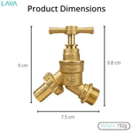 LavaTap 1/2 Inch Brass Garden Tap Kit with 20 mm MDPE Wall Plate Elbow and PTFE Tape LavaTap