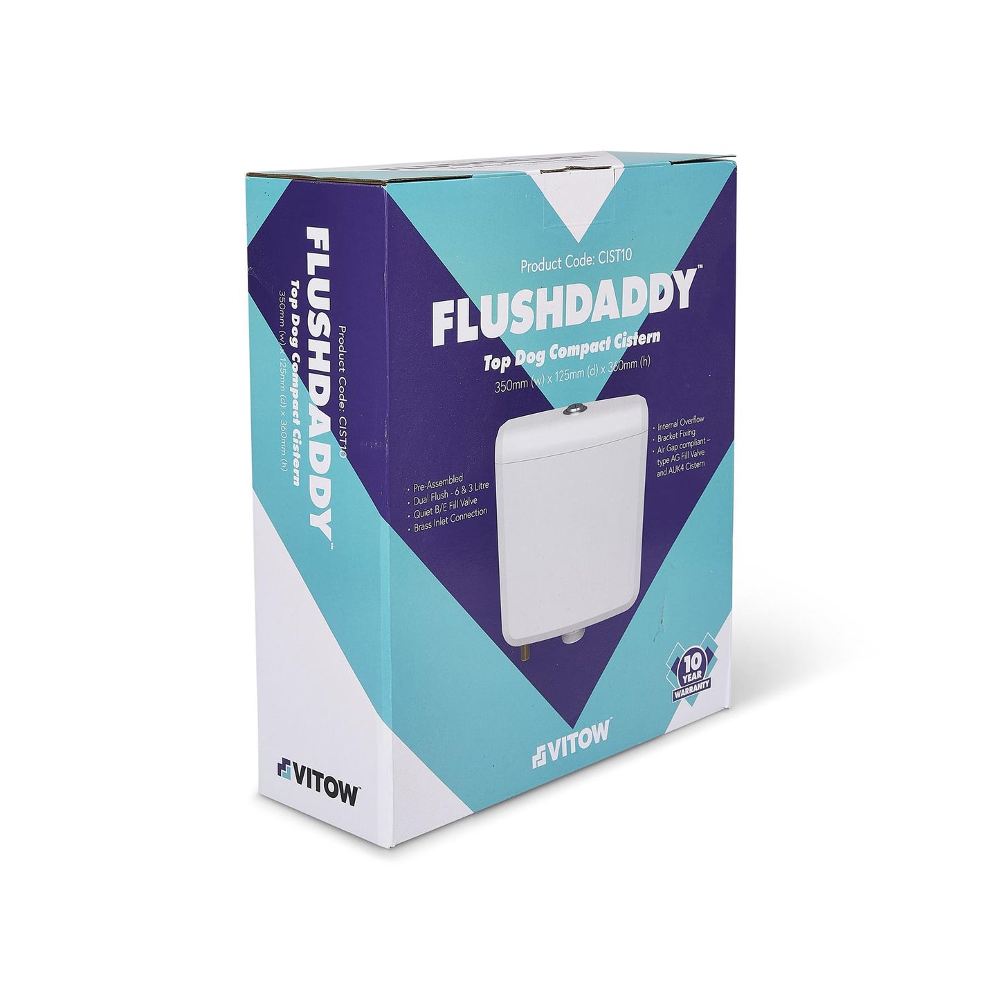 FlushDaddy Dual Flush Toilet Cistern Bottom Entry 6L 3L Compact Low Level WC Tank - CIST10 FlushDaddy