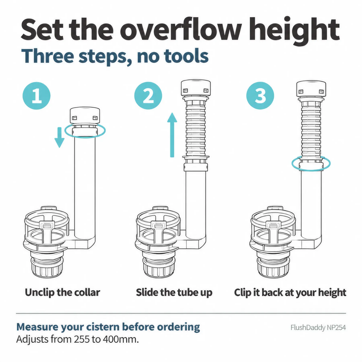 NO - FlushDaddy NP254 Dual Flush Drop Valve 1.5" & 2" WRAS Cistern Replacement FlushDaddy