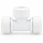 LavaPlumb 22mm push fit equal tee, white, 5 pack – side view