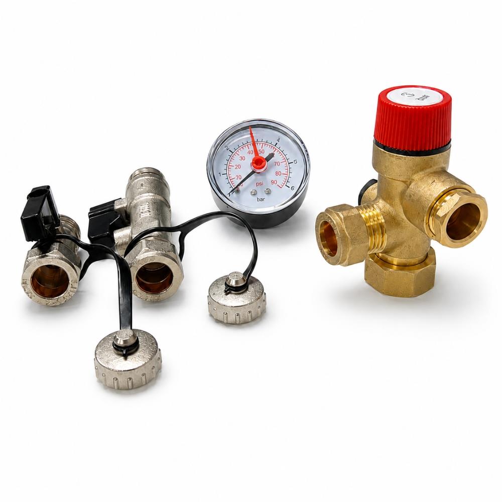 KIT - Flamco Baseflex 12L Heating Expansion Vessel Red with Sealed System KIT 3 bar Flamco - Top View