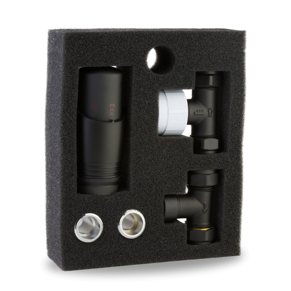 LavaTherm TRV Black Thermostatic Radiator Valve - Straight LavaTherm - Close Up Detail