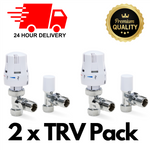 2 x Thermostatic Radiator Valve TRV & Lockshield 15mm Angled LavaTap