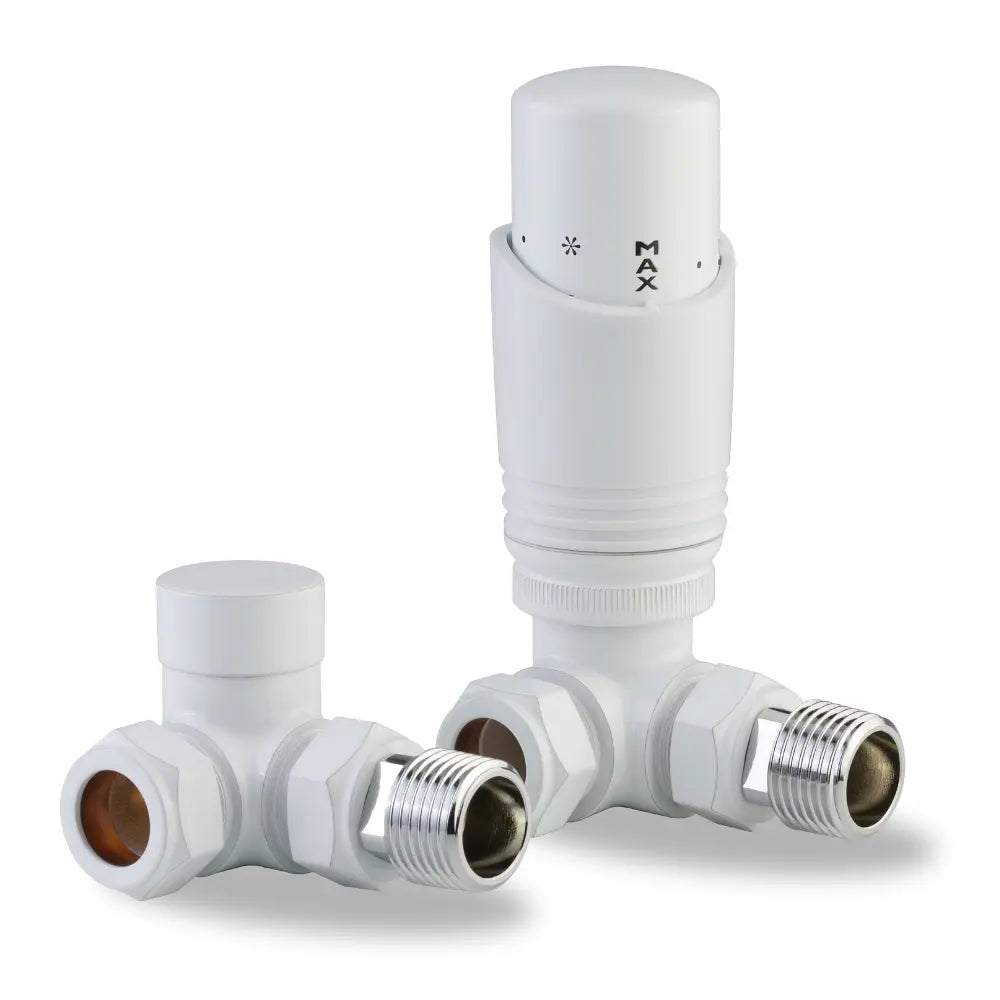 White Thermostatic Radiator Valve – Corner TRV | LavaTherm