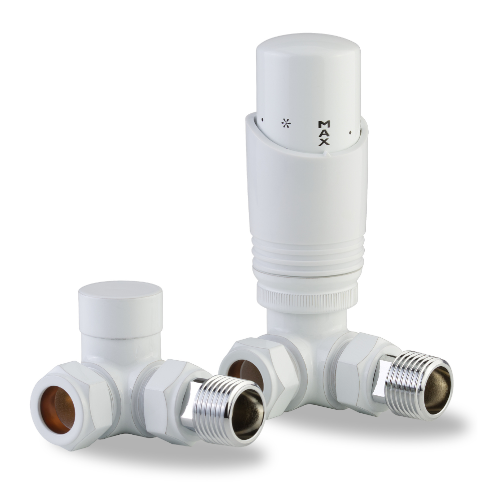 LavaTherm TRV White Thermostatic Radiator Valve - Corner LavaTherm