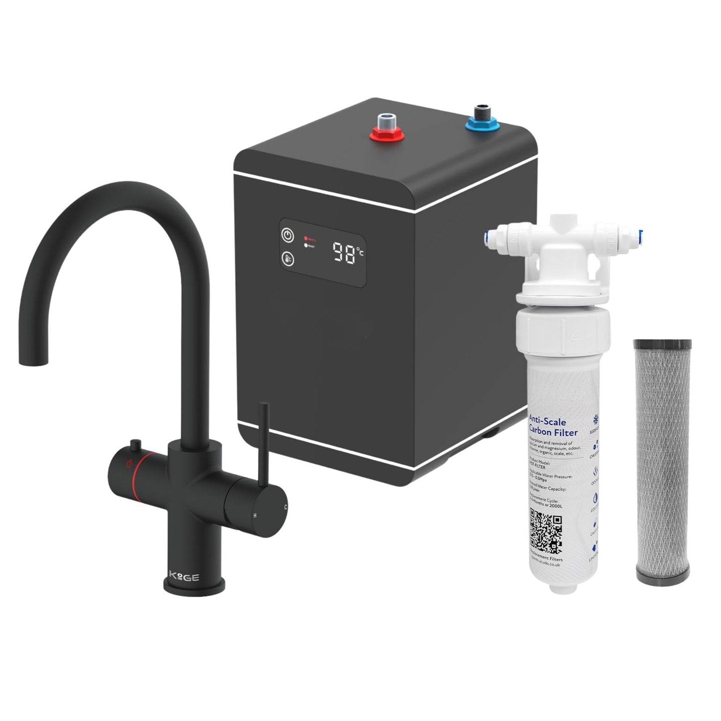 LavaTap Black 3-in-1 Swan Neck Boiling Water Tap Kit LavaTap