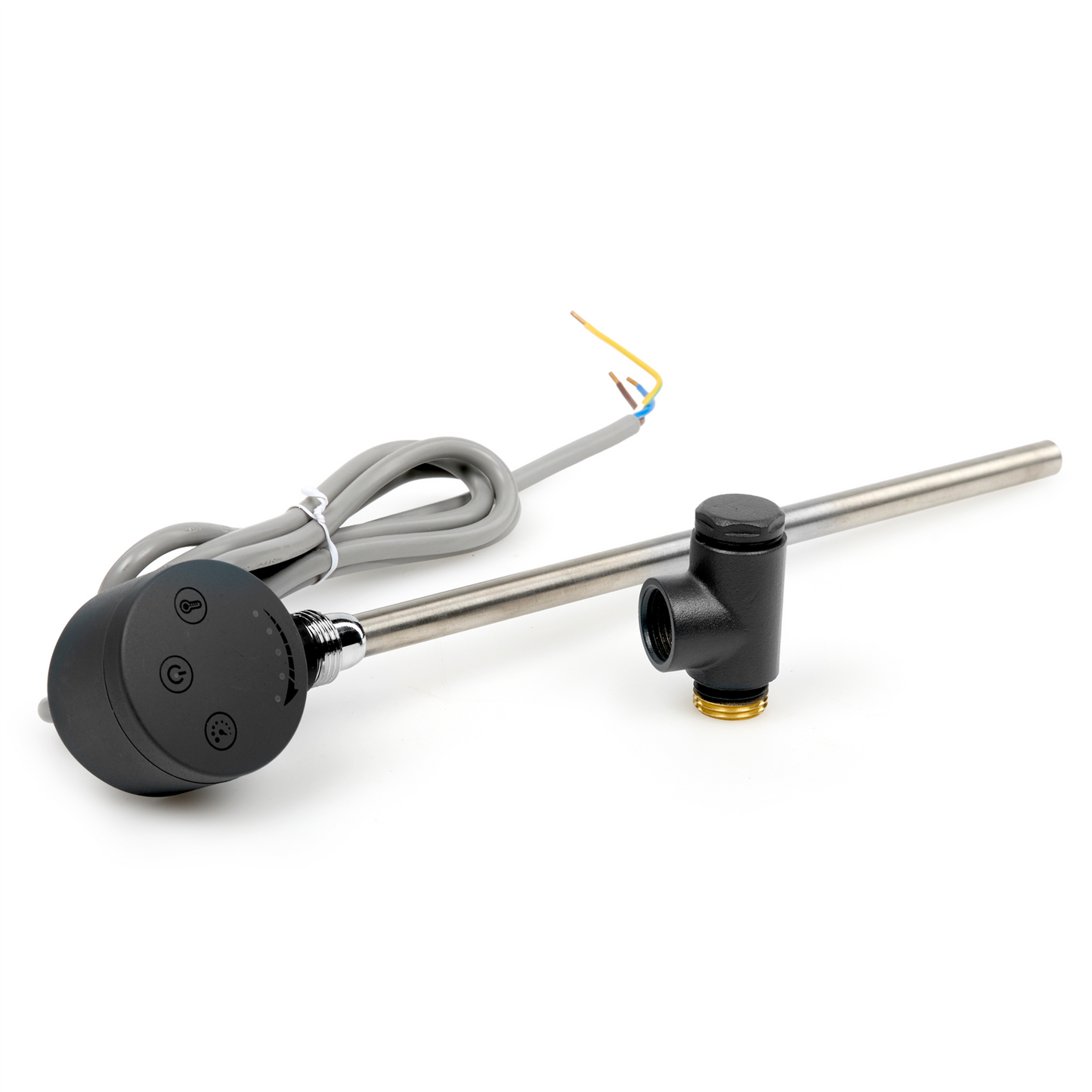 Dual Fuel Kit Thermostatic 300W Towel Rail Heating Element - Anthracite Lava Wholesale - Side Profile