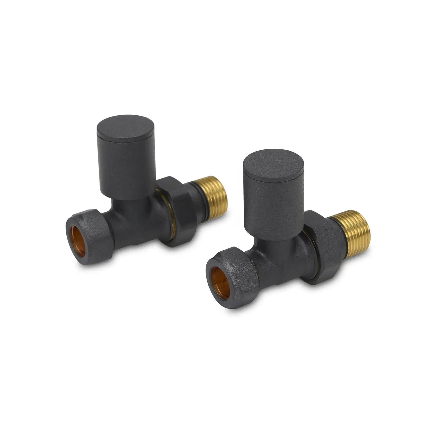 LavaTherm Straight Anthracite Radiator Valves Pair 15mm