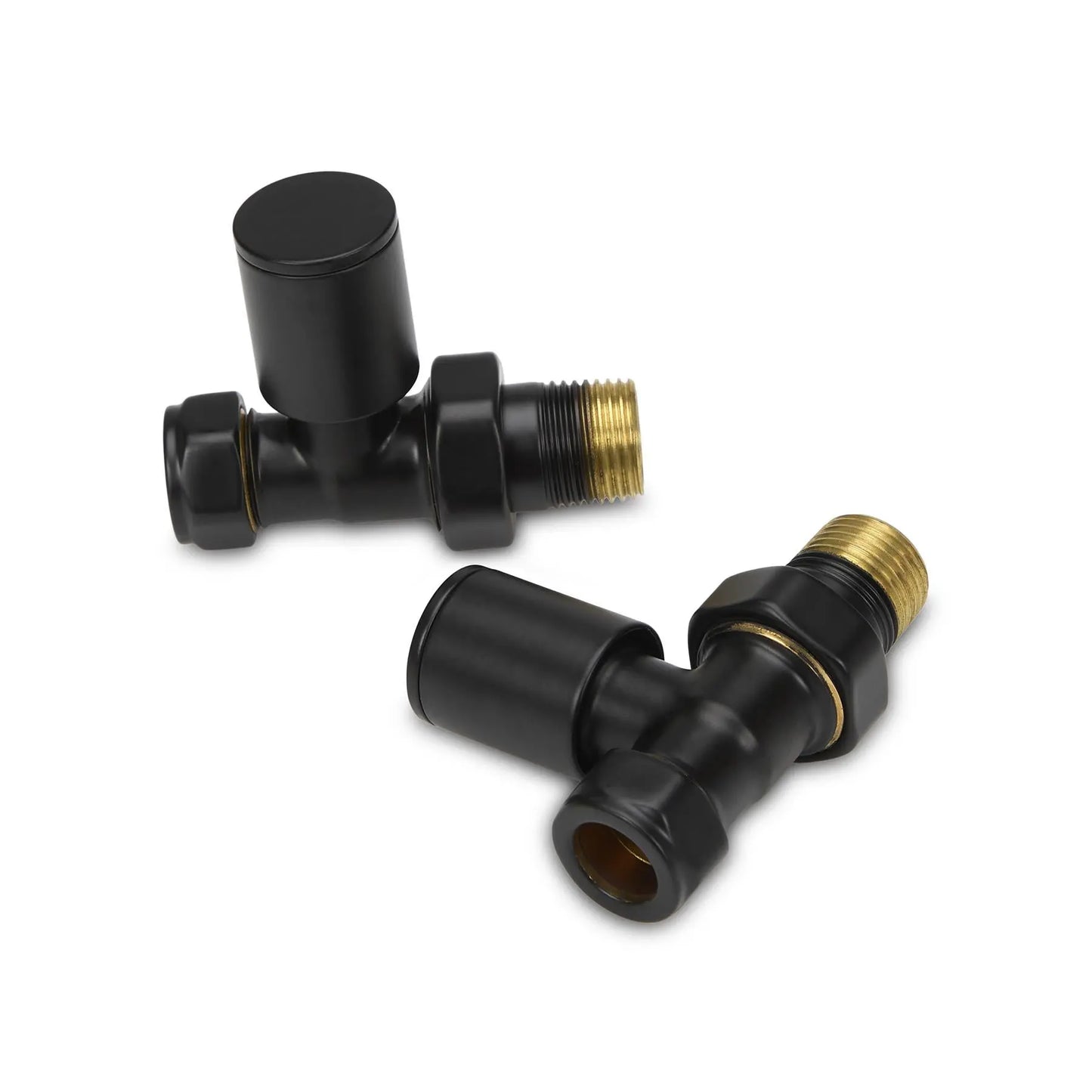 LavaTherm Straight Black Radiator Valves Pair 15mm