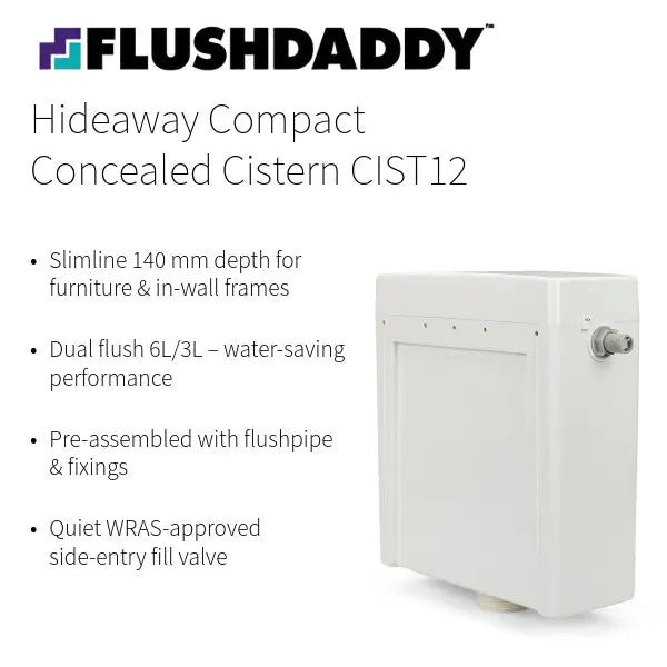 OPENBOX - FlushDaddy Concealed Toilet Cistern Dual Flush 6L 3L Compact Hideaway WC Tank - CIST12 FlushDaddy