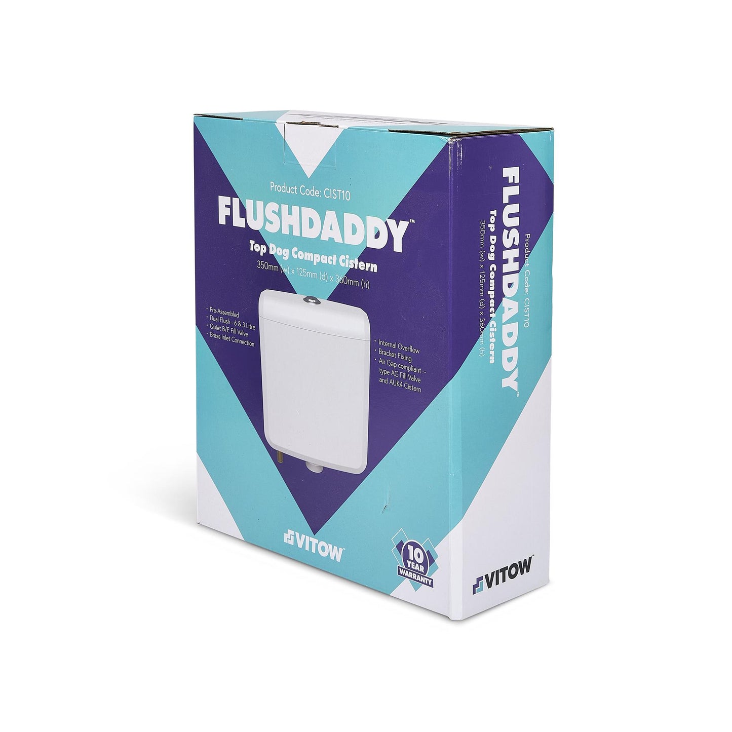 FlushDaddy Dual Flush Toilet Cistern Bottom Entry 6L 3L Compact Low Level WC Tank - CIST10 FlushDaddy