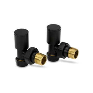 LavaTherm Angled Black Radiator Valves Pair 15mm