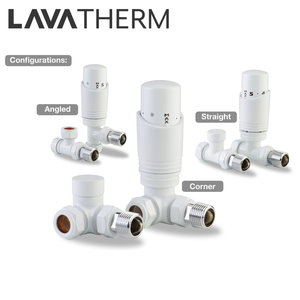LavaTherm TRV White Thermostatic Radiator Valve - Angled LavaTherm - Packaging
