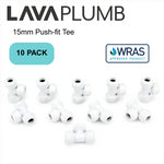 LavaPlumb 15mm Pushfit Tee White 10 Pack