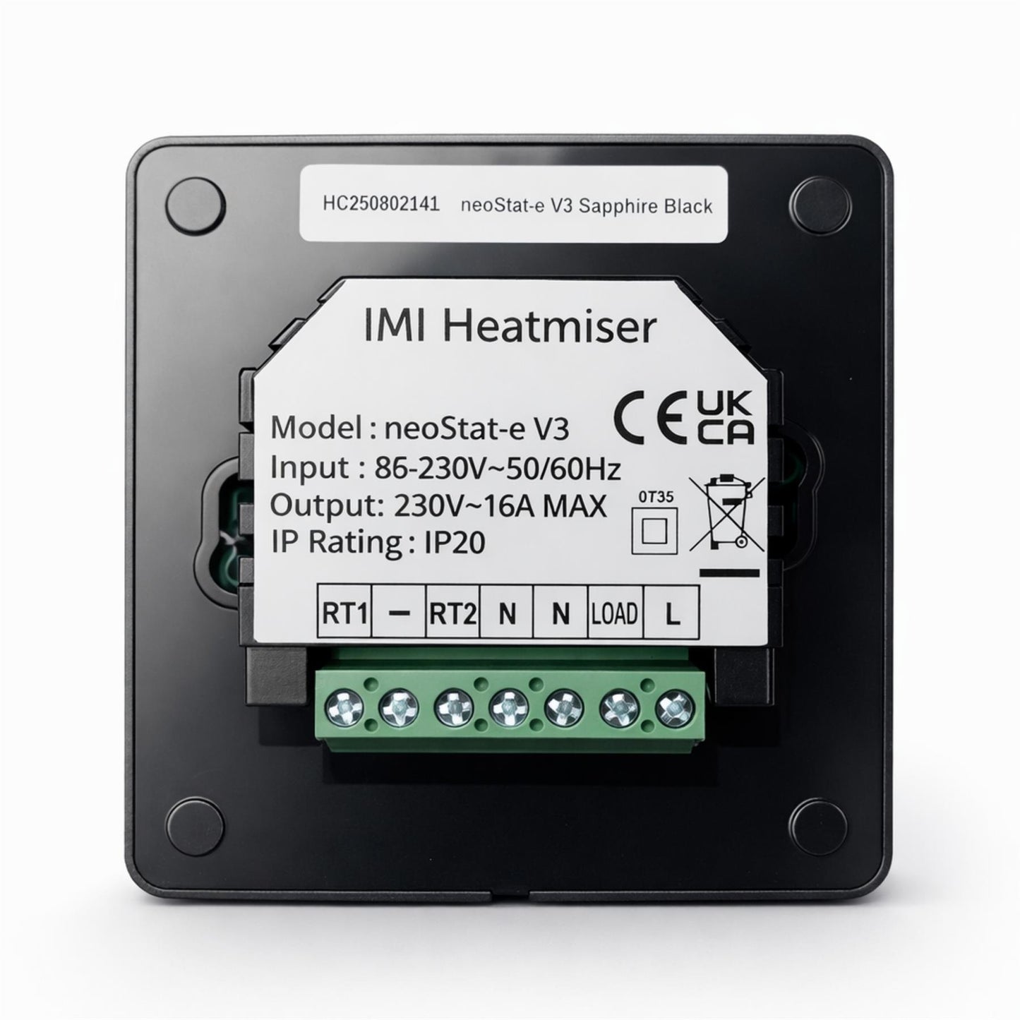 Heatmiser NeoStat-E V3 Electric Heating Thermostat - Black Heatmiser - Angle View