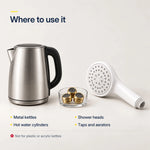 Where to use Fernox DS-3: metal kettles, shower heads, hot water cylinders, taps and aerators