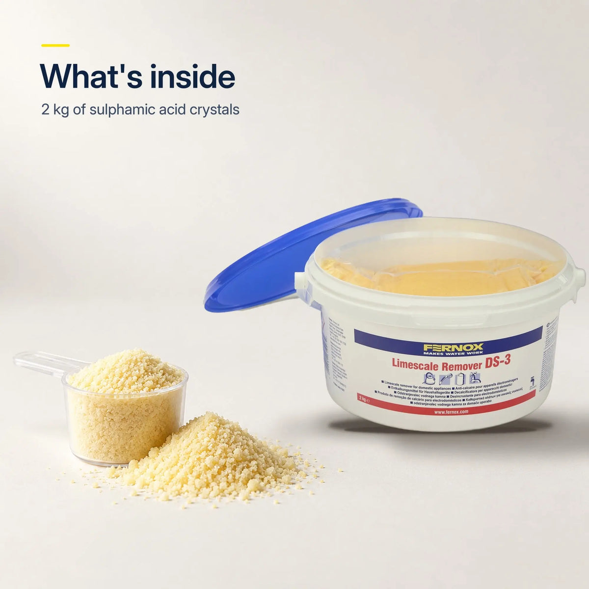 What's inside: 2 kg of sulphamic acid crystals