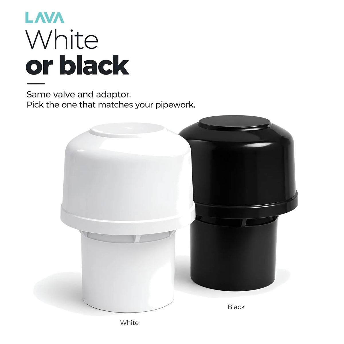Available in white or black
