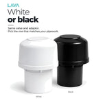 Available in white or black