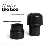 What's in the box: valve and 40/50mm stepped adaptor