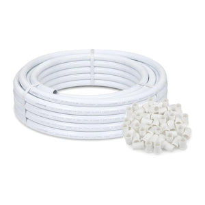 LavaTap 22mm PEX Barrier Pipe White 25m Coil, WRAS Approved, with 50 x 22mm Pushfit Pipe Inserts