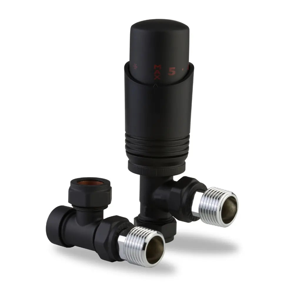 LavaTherm TRV Black Thermostatic Radiator Valve - Angled