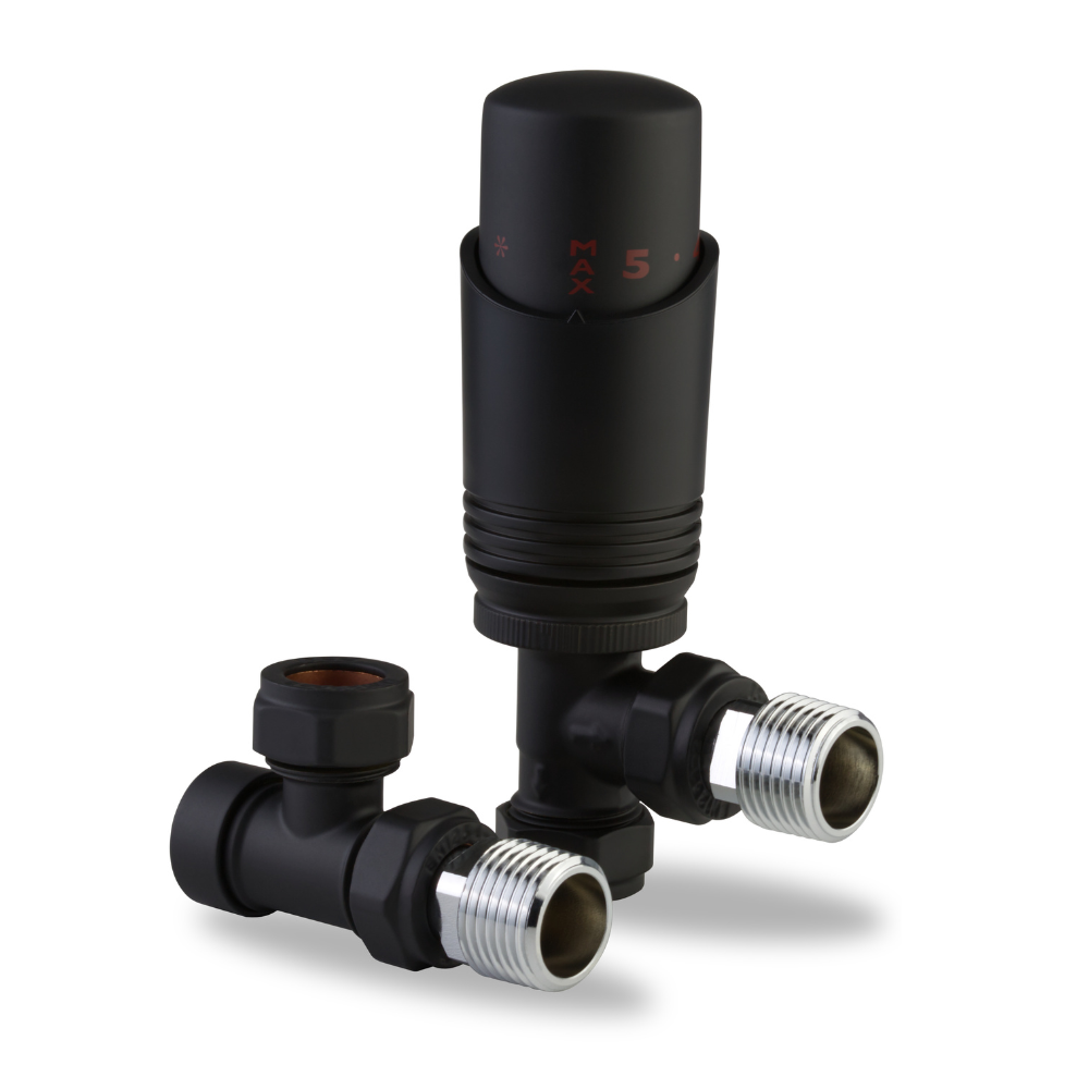 LavaTherm TRV Black Thermostatic Radiator Valve - Angled LavaTherm