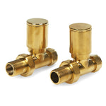 Brushed Brass Radiator Valves 15mm Pair - Straight LavaTherm