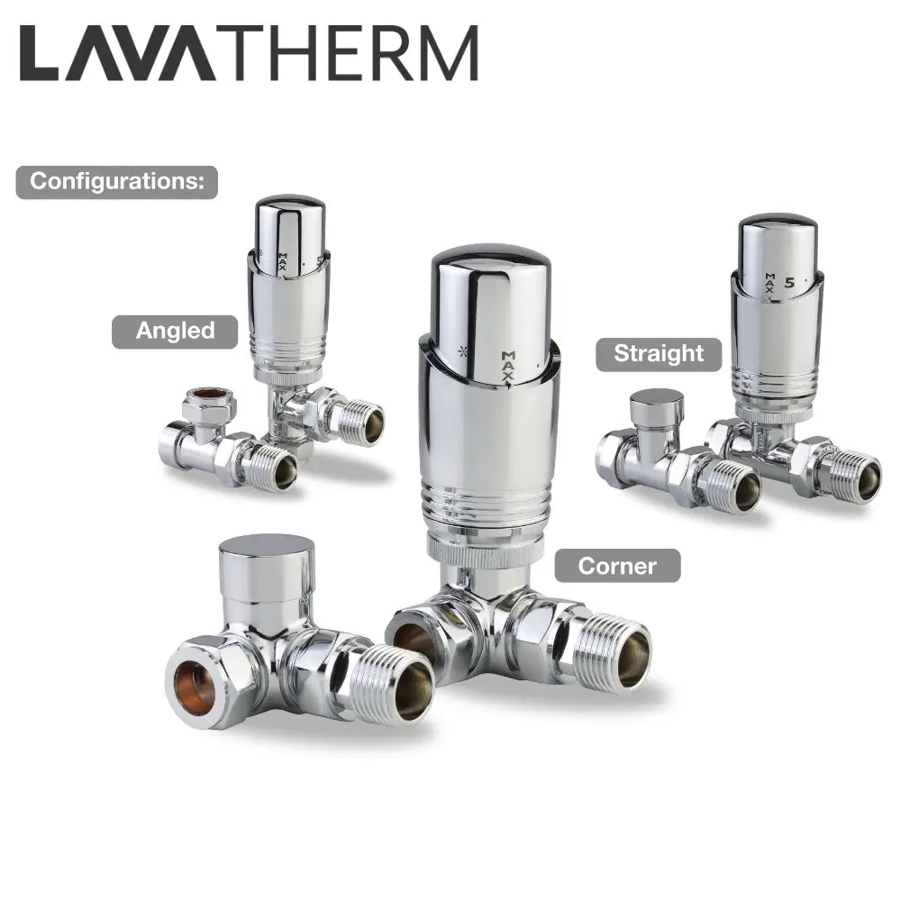 LavaTherm TRV Chrome Thermostatic Radiator Valve - Corner