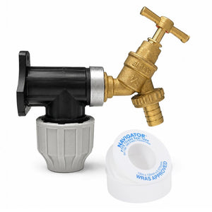 LavaTap 1/2 Inch Brass Garden Tap Kit with 20 mm MDPE Wall Plate Elbow and PTFE Tape