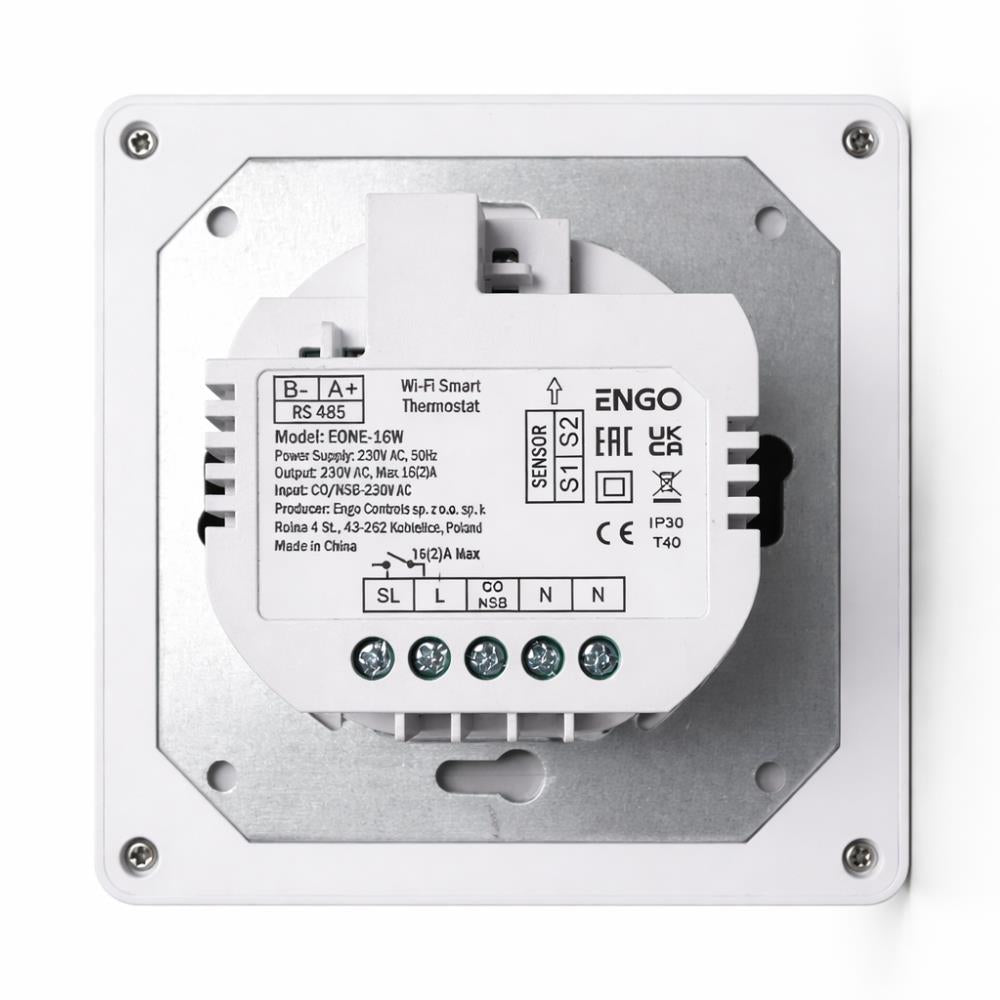 ENGO EONE-16W Wi-Fi Smart Thermostat 16A Relay - White ENGO - Close Up Detail
