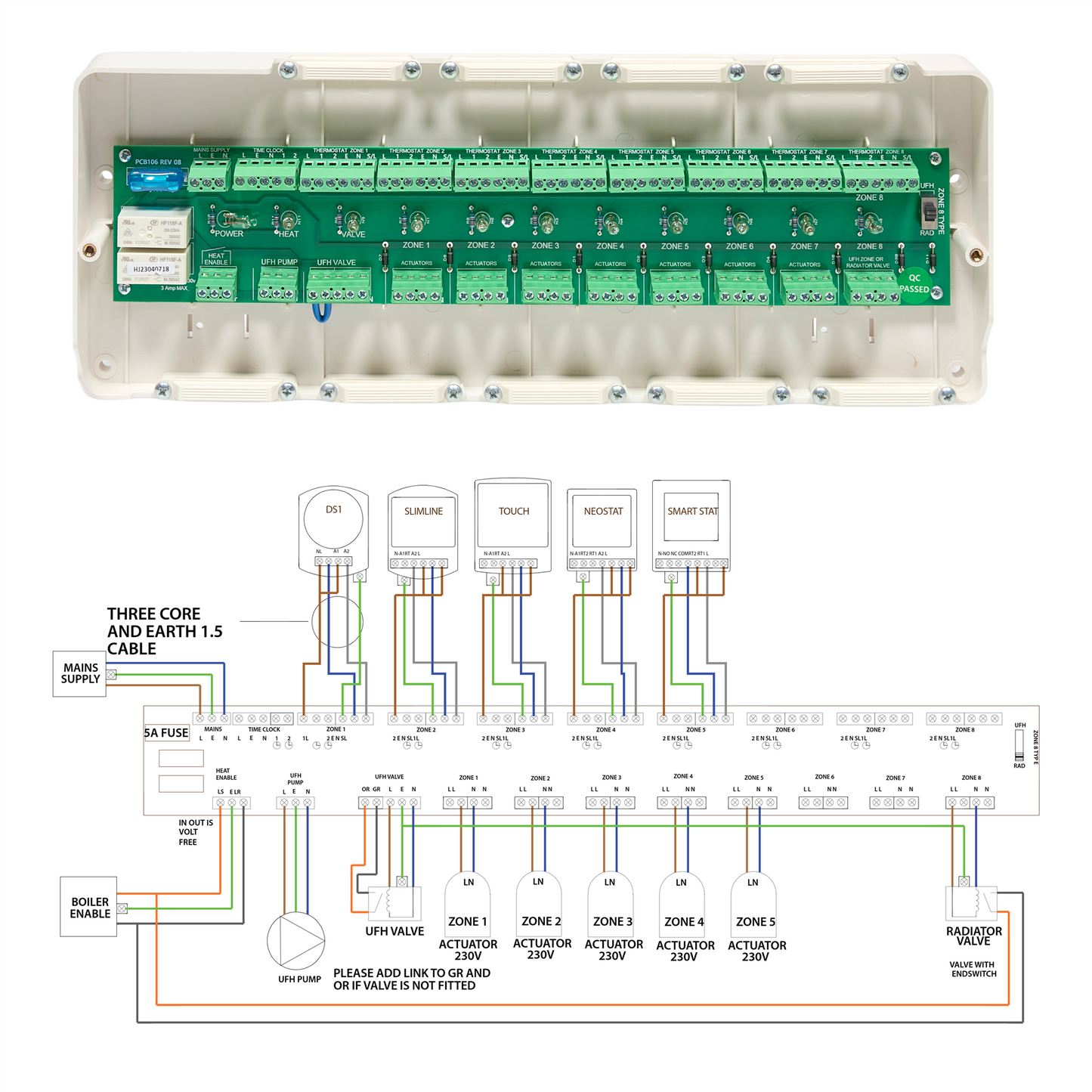 OPENBOX - Heatmiser UH8 - 230v 8 Zone Wiring Centre Heatmiser