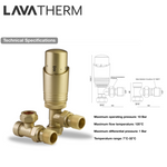 LavaTherm TRV Brushed Brass Thermostatic Radiator Valve - Angled LavaTherm - Close Up Detail