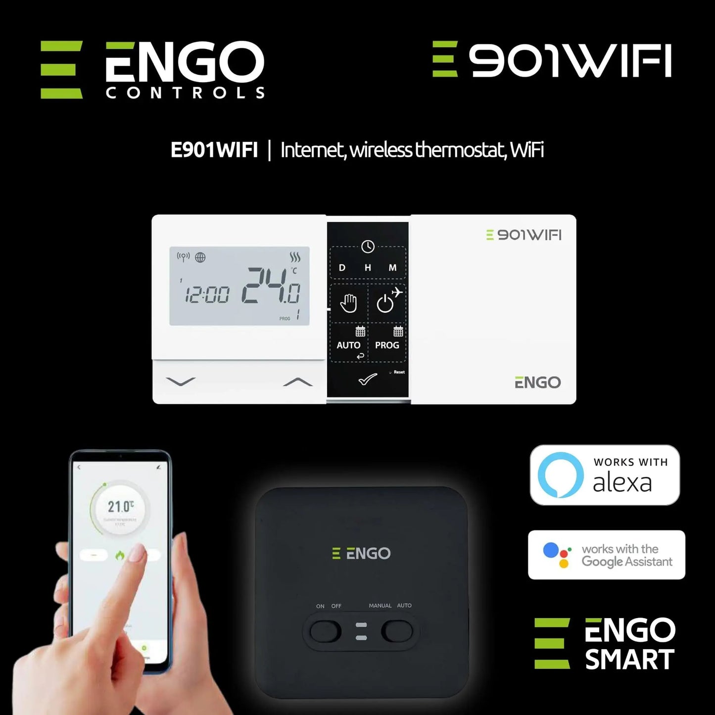 OPENBOX - ENGO E901WIFI Wireless Smart Thermostat 7 Day Programmable Wifi Smart Heating  Alexa Google ENGO Smart App ENGO