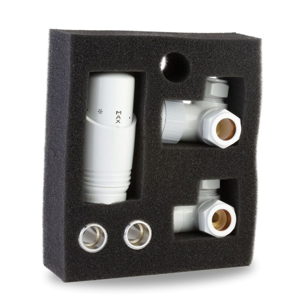 LavaTherm TRV White Thermostatic Radiator Valve - Corner LavaTherm - Close Up Detail