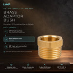 LavaTap 2.4 L boiling water tank with 1/2 inch brass adaptor - how it connects, 3/8 BSP female x 1/2 BSP male brass bush
