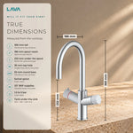 LavaTap chrome 3-in-1 swan neck boiling water tap: size and dimensions