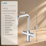 LavaTap chrome 3-in-1 D neck boiling water tap: size and dimensions