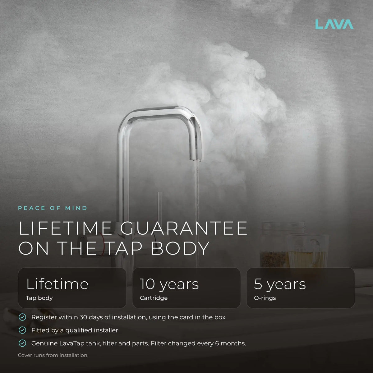 LavaTap chrome 3-in-1 D neck boiling water tap: guarantee
